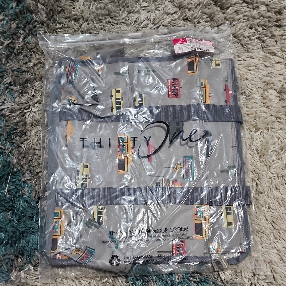 Thirty-One Gray Organizer with Colorful Print
